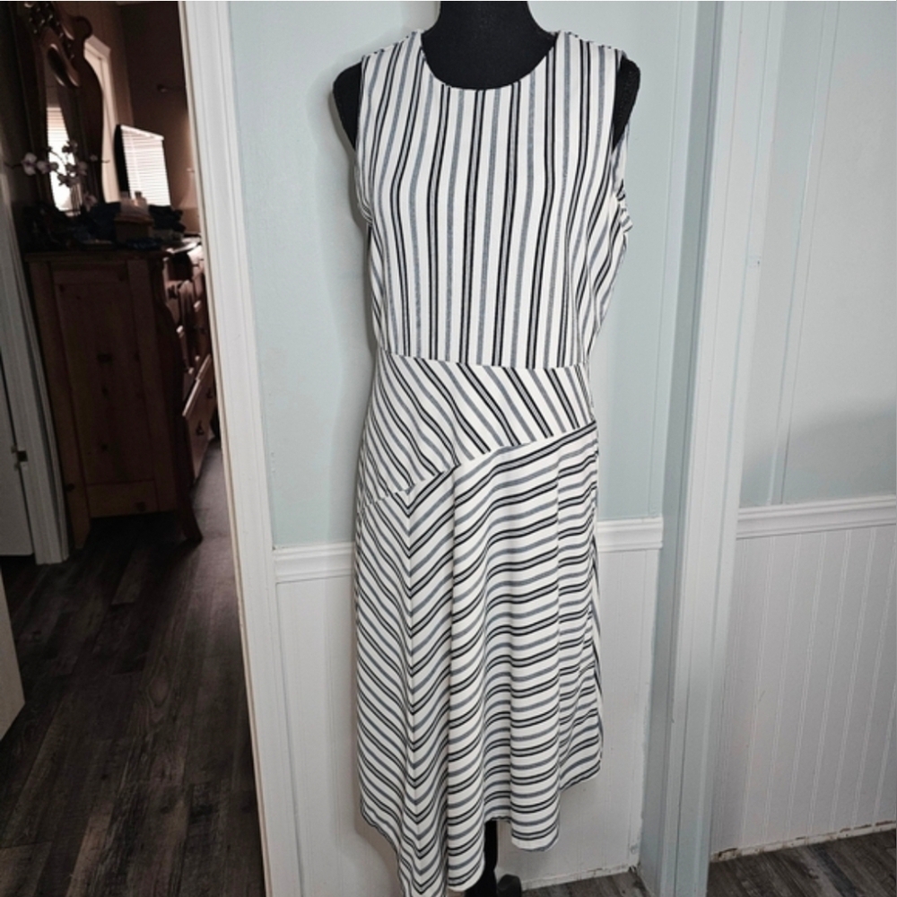 Banana Republic Striped Blue and White Sleeveless Dress - Picture 4 of 4